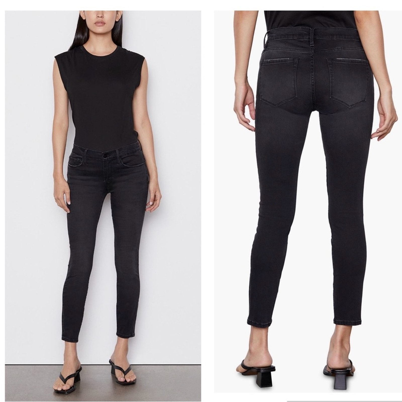 Nwt Frame Women’s Black Le Skinny De Jeanne Denim Ankle Skinny Jeans